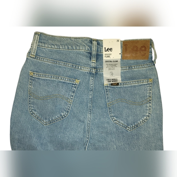 NWT Lee Distressed High Rise Flare Leg Blue Jeans Size 26 - Picture 4 of 8